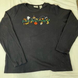 100% Cotton Halloween Themed Black Long Sleeve Shirt